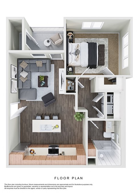 Floor plan for 1 bed, 1 bath, 792 sqft